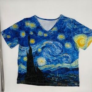 The Starry Night Vincent Van Gogh Mens 5XL Blue Amazing Art Print Short Sleeve